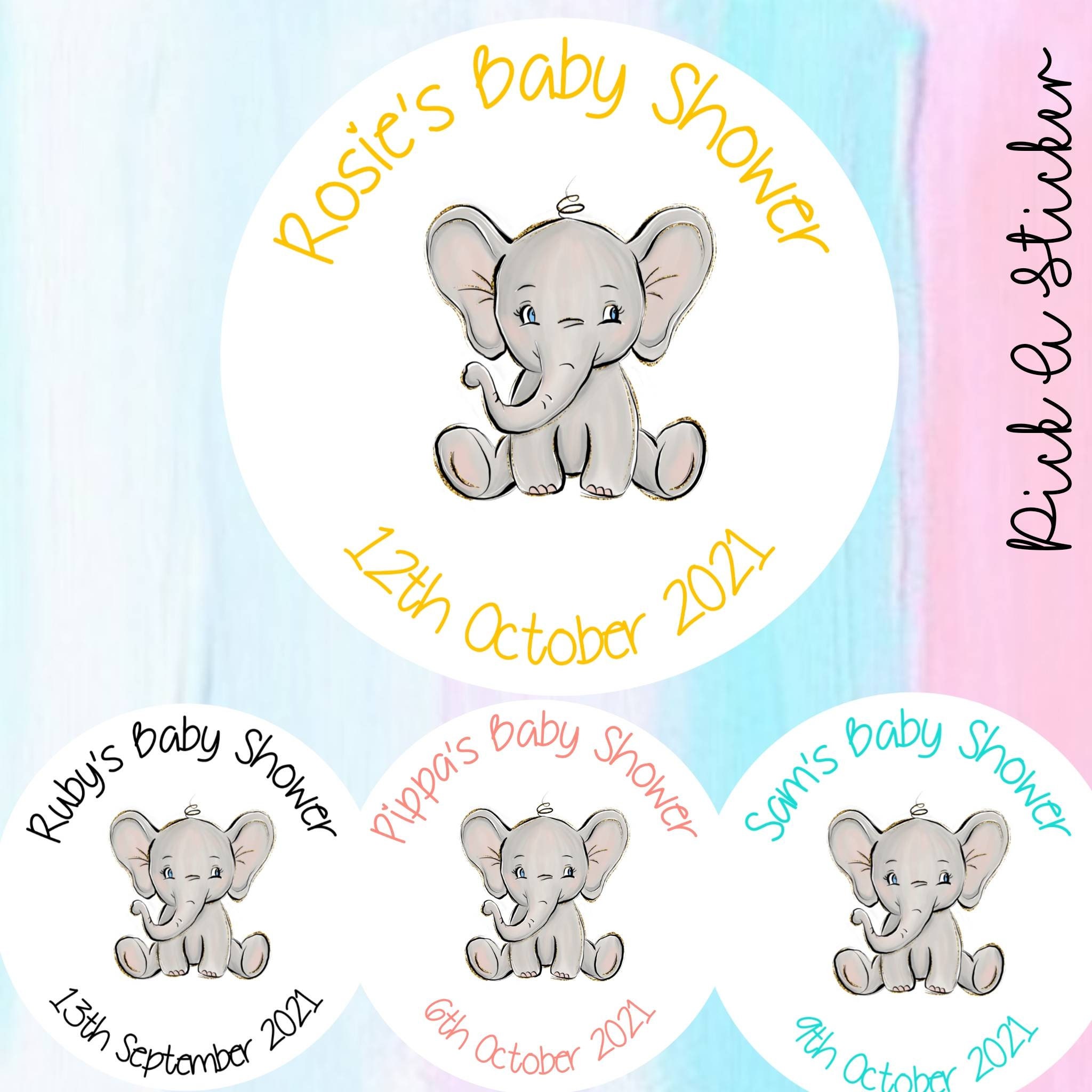 Baby shower stickers personalised favours various colours Etsy