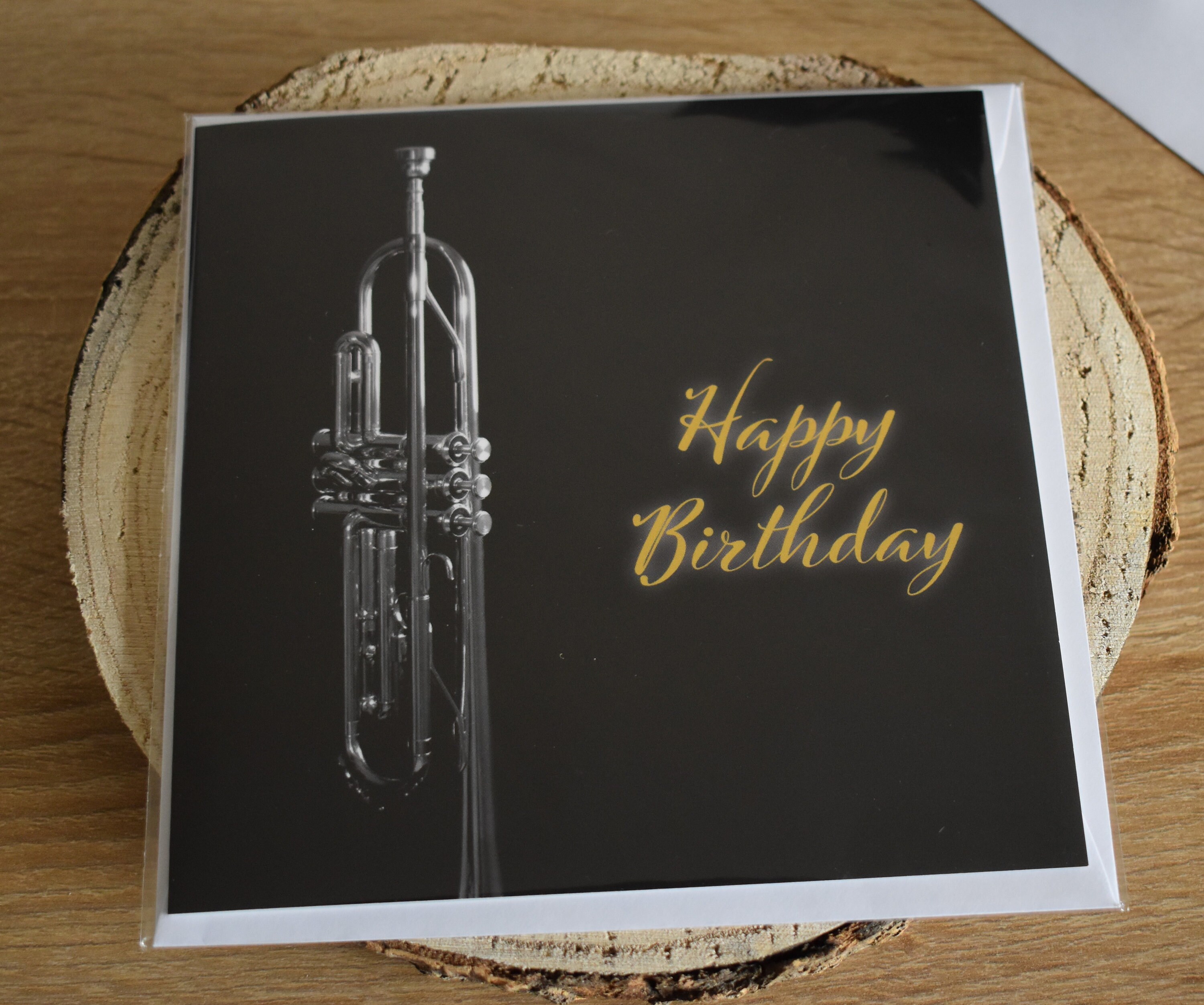 Trumpet Greeting Card for Birthday Musician Blank Music Card Pack of 5