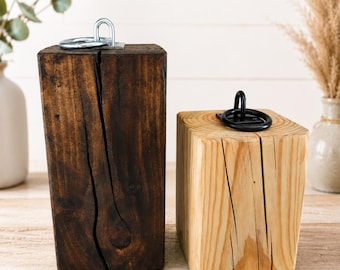 Tope de puerta de madera maciza reciclada - Tope de puerta rústico para poste de puerta - Madera maciza y pesada