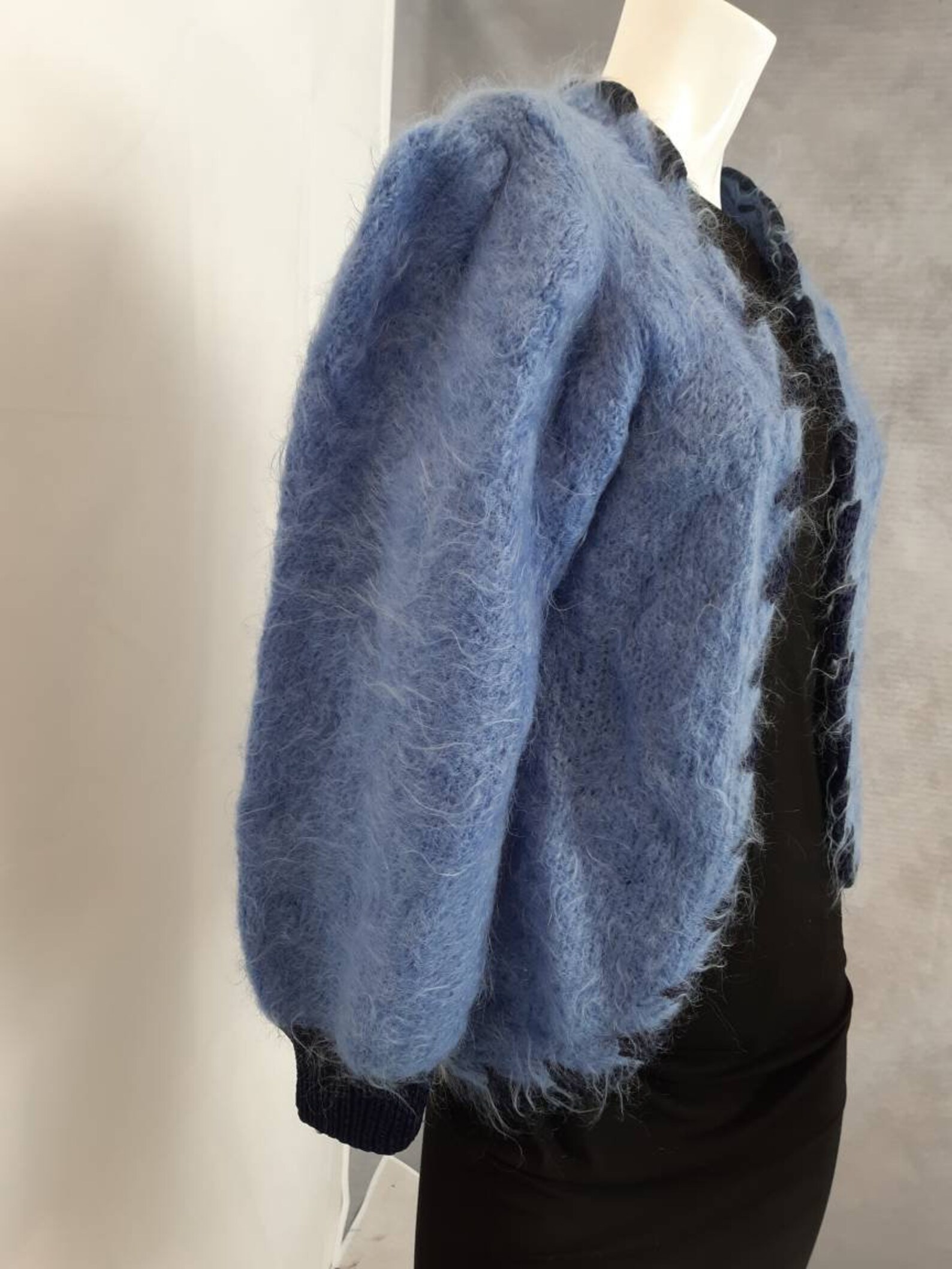 Handmade Wool Cardigan size 12 14 open blue | Etsy