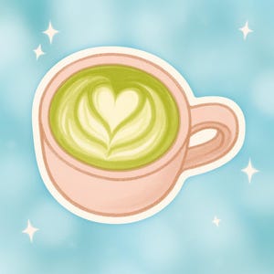 Matcha Latte Vinyl Sticker – 2” Cozy Coffee Shop Aesthetic