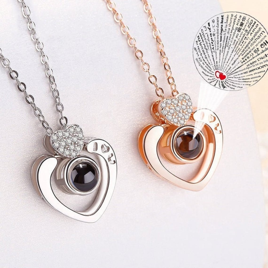 I Love You Necklace 100 language Heart Charm Necklace in  Etsy