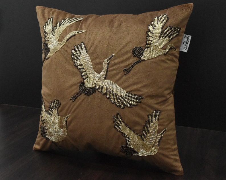 ZARIMOON Beaded Velvet Throw Pillow Cover - Thumbnail 5
