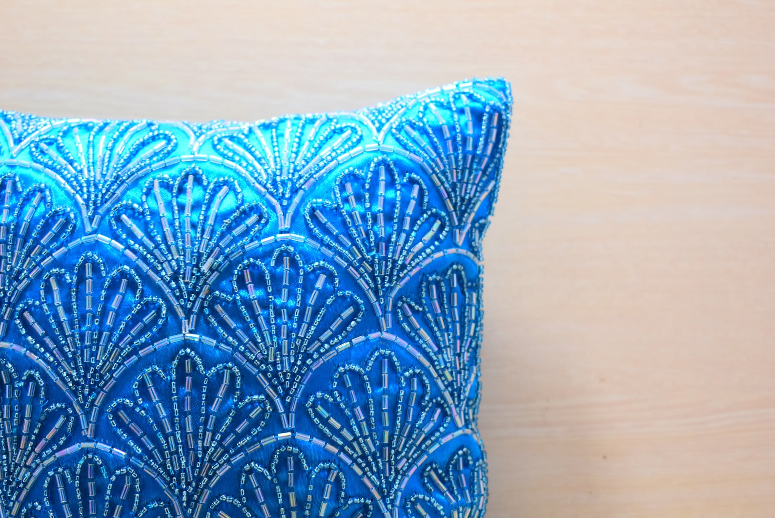 Sky Blue Beaded Throw Pillow Cover Luxury Contemporary Modern Etsy