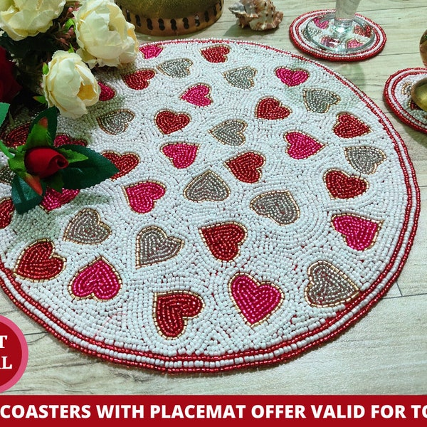 Pink Beaded Placemats Etsy