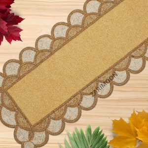 Luxury handmade table runner, beaded runner, gold and white table mat beaded charger 13x36inch Gift