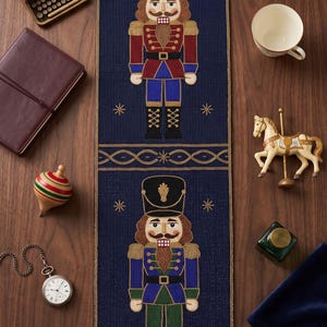 Handmade Beaded Nutcracker Table Runner, Christmas Soldier Holiday Table Decor, Beaded Dining Table Runner, Christmas Party Centerpiece,
