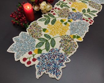 ALL SIZES Handmade table runner, floral luxury beaded runner, centerpiece multicolorhalloween runner Gift