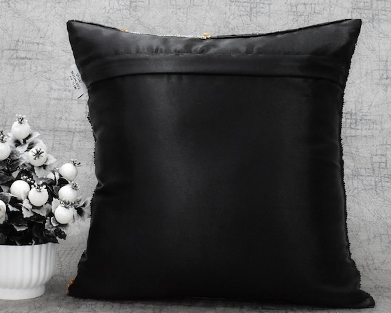 ALL SIZES Black Gold Silver Beaded Pillow Cover Crystals Handmade Luxury Contemporary Beaded Embroidered Embellished Custom Accent Cushion Etsy