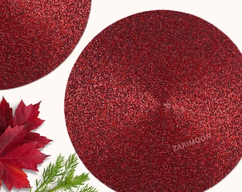 Handmade beaded placemat, christmas red round table mat, centerpiece, house warming gift, Christmas decoration gift for her, charger plate