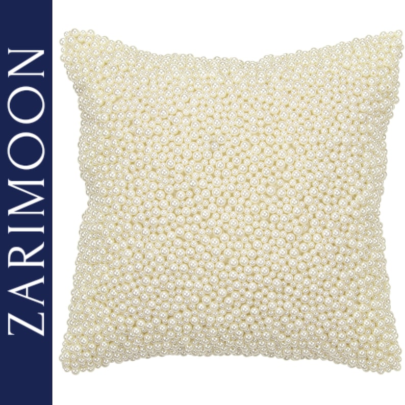 Handmade Pearl Beaded Pillow Cover Etsy