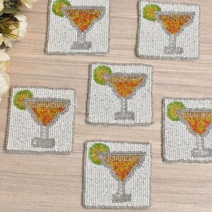 Handmade Beaded Coasters for Drinks or Coffee Table, Set of 6/8/10/12 , Cocktail Coasters for Farmhouse Style Table, Decorative Coaster Set