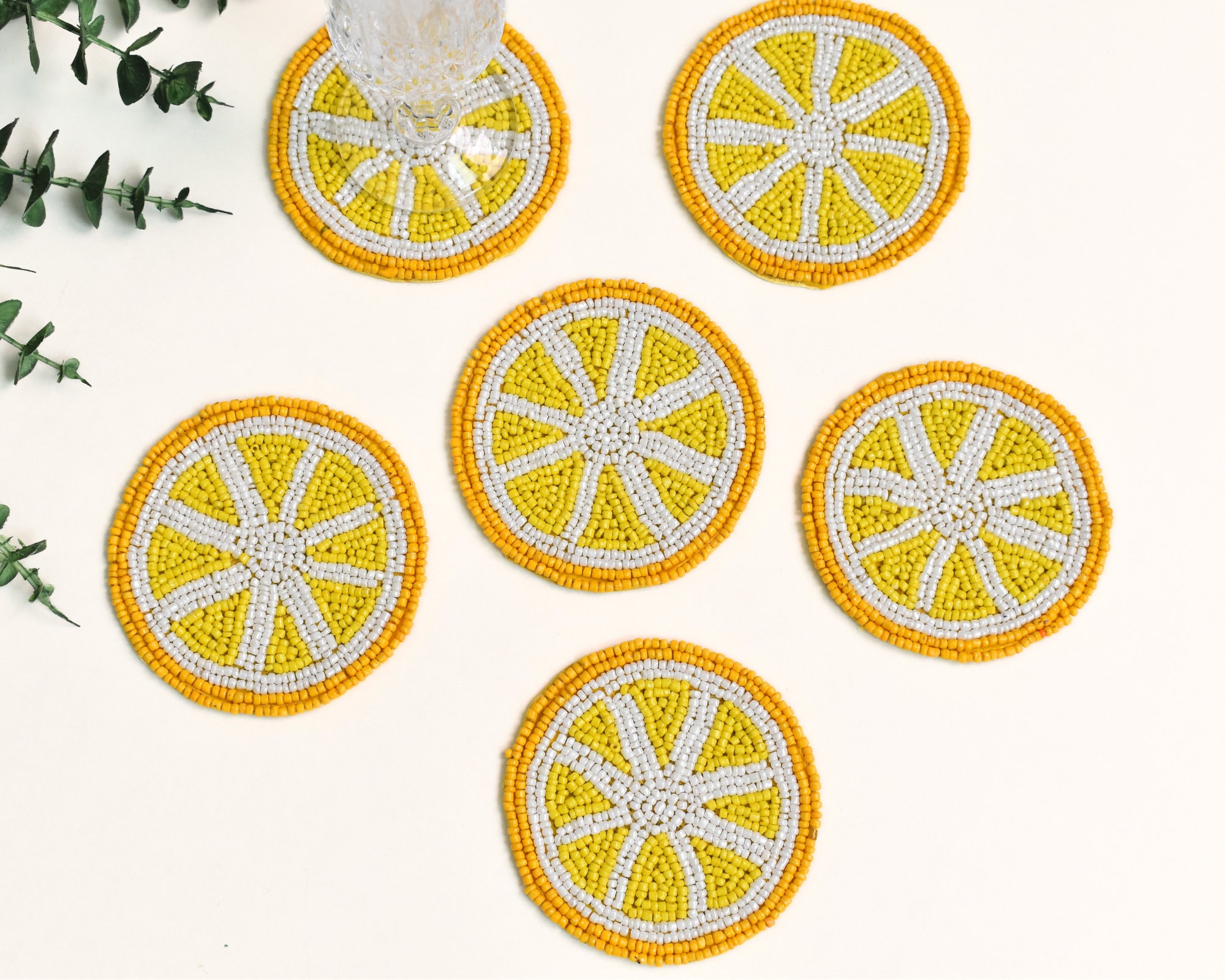 Handmade Beaded Coasters for Drinks or Coffee Table, Set of 6/8/10
