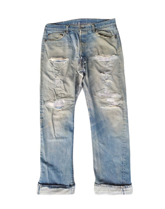 True Vintage 70's levis 501 distressed selfedge