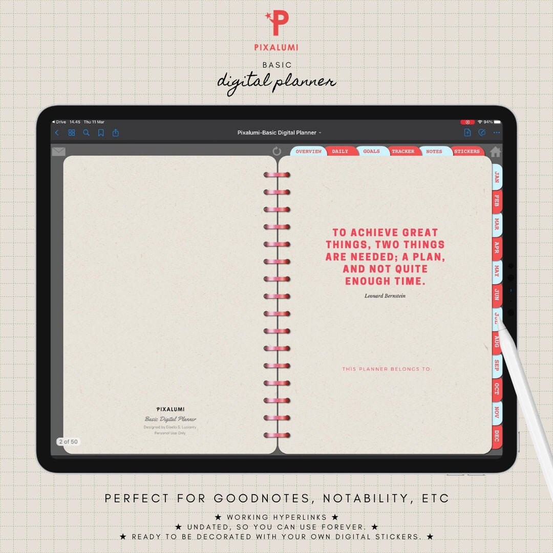 Retro Goodnotes Planner with Hyperlink Tabs Notability Etsy