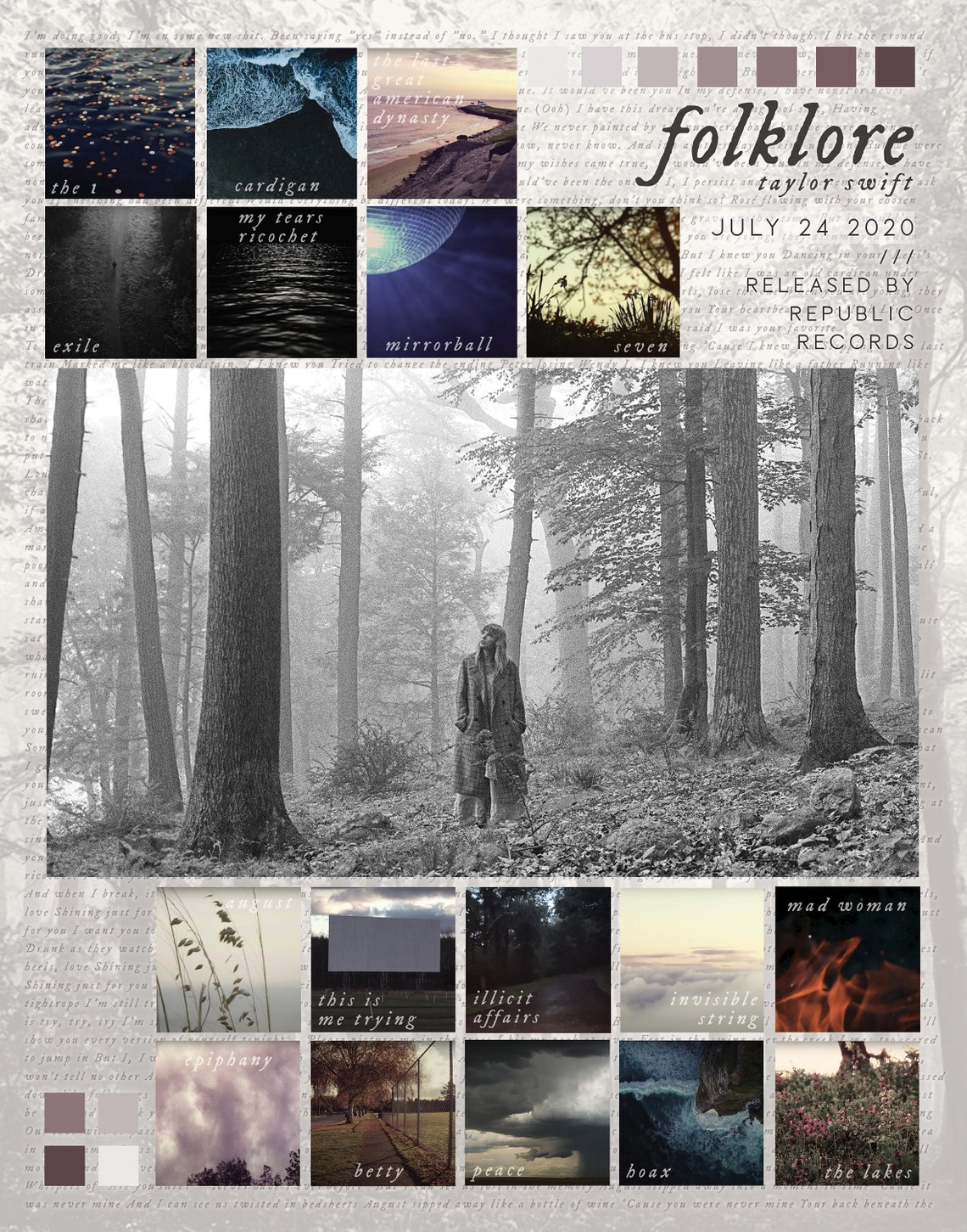 Taylor Swift folklore Poster Etsy