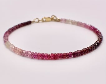 Ombre Genuine Ruby Bracelet, Dainty Bracelet, Ruby Stacking Bracelet, Jewelry Gift For Her, Bridesmaid Gift, July Birthstone