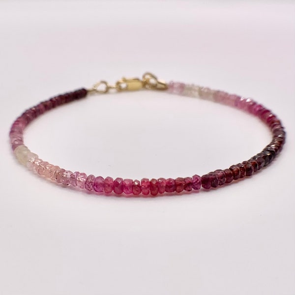 Ombre Genuine Ruby Bracelet, Dainty Bracelet, Ruby Stacking Bracelet, Jewelry Gift For Her, Bridesmaid Gift, July Birthstone