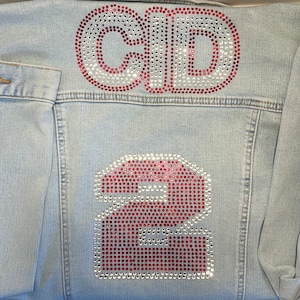 Custom Rhinestone baseball Jersey Denim Jackets- bling football jersey - personalized name number(Denim & rhinestones **Read Description