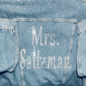 Custom Rhinestone Bridal Denim Jackets with Personalized Name|Bridal Gifts|Bachelorette Party