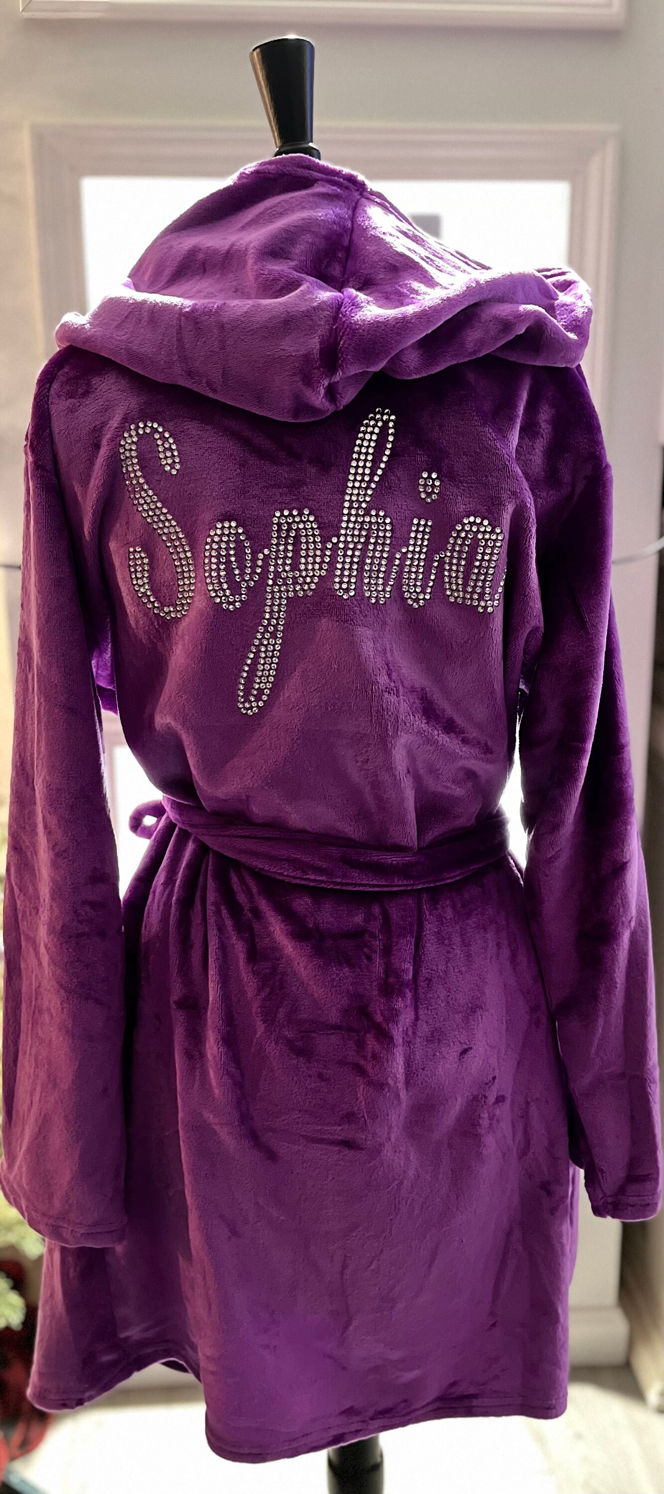 Custom Rhinestone Bling Fleece Robe - Etsy