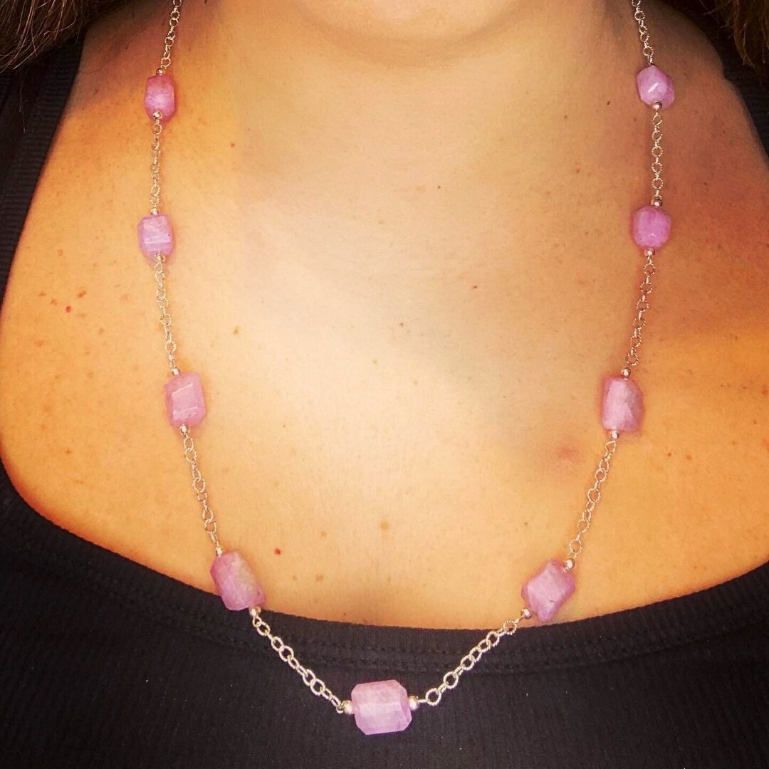 Pearl and Moonstone Station Necklace for Women Handmade Boho Etsy