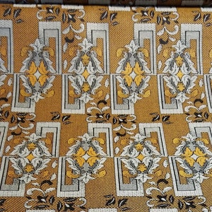 Vintage japanischer Kimono-Stoff / Wollmischung / Orange, Schwarz und Grau / stilisiertes florales und geometrisches Muster / Schüttgut