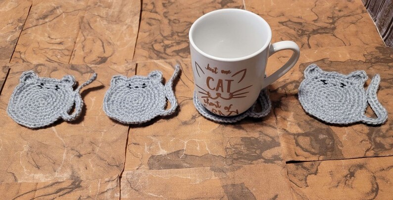 cat mom gift crochet gift mug coaster cat coaster crochet coaster,cat mom coaster cat lover/'s coaster crochet cat coffee coaster,