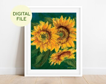 Sunflowers of Ukraine - digital printable downloads, digital art files, floral print, home decor, wall art, digital art print, 8x10, A3, A4