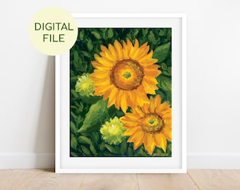 Sunflowers of Ukraine - digital printable downloads, digital art files, floral print, home decor, wall art, digital art print, 8x10, A3, A4