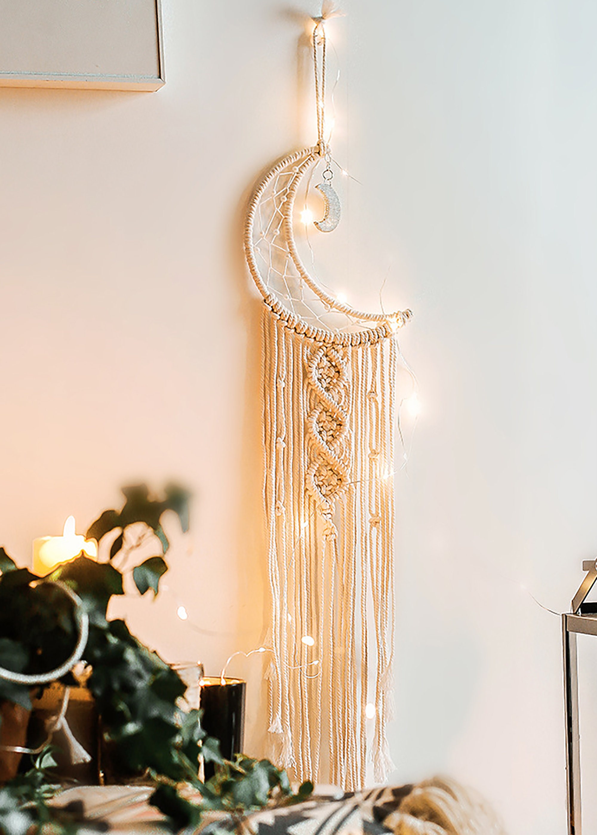 DIY Macrame Wall Hanging Kit Moon Dreamcatcher Spain Macrame Etsy