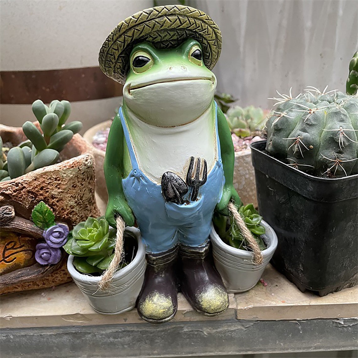 Resin Frog Animal Ornaments Garden Crafts Potted Plants Cute | Etsy