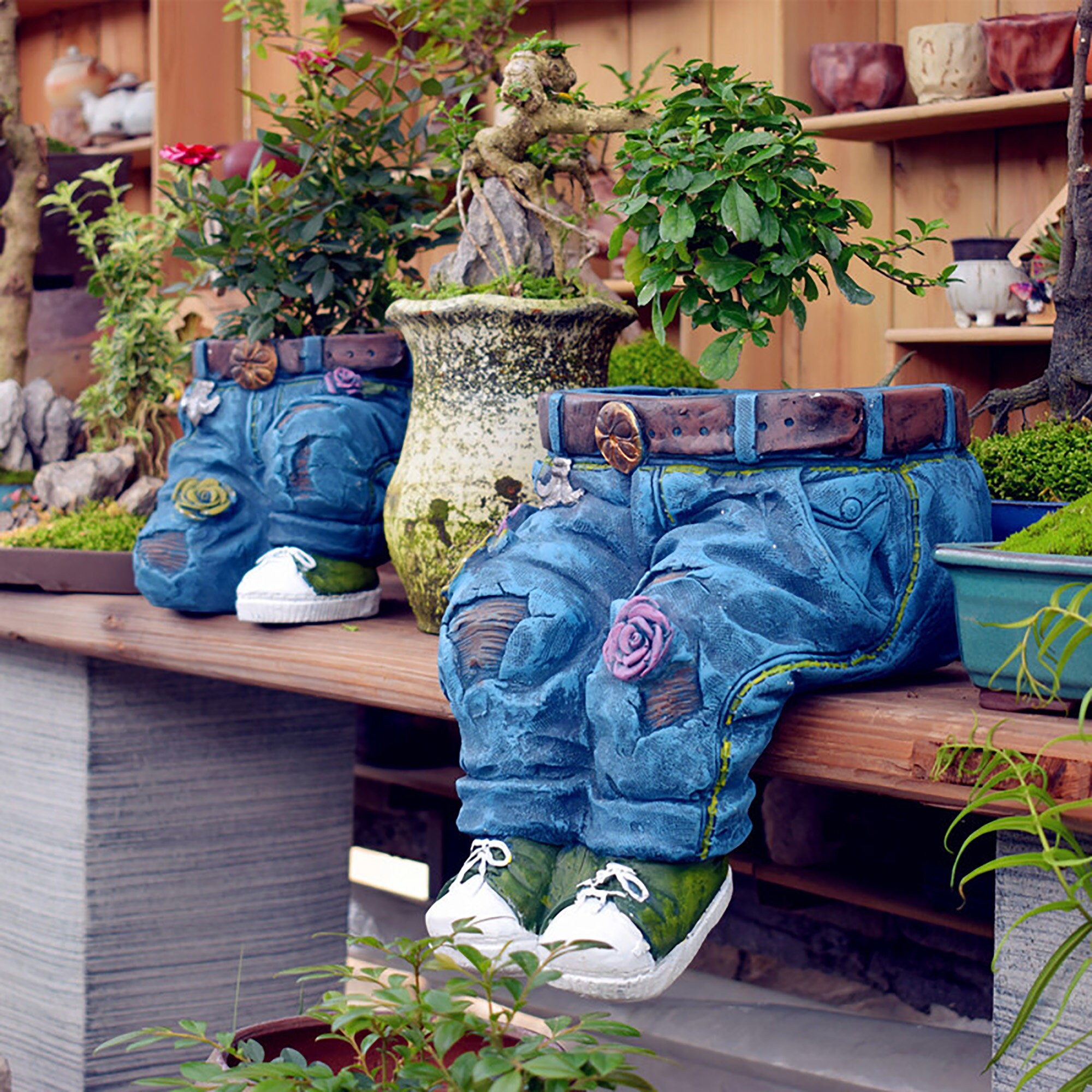 Kneeling Jeans Flower Pot Garden DecorationPlanter PotBoy Etsy