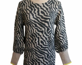 Bishop Sleeve Animal Print Sweater Dress