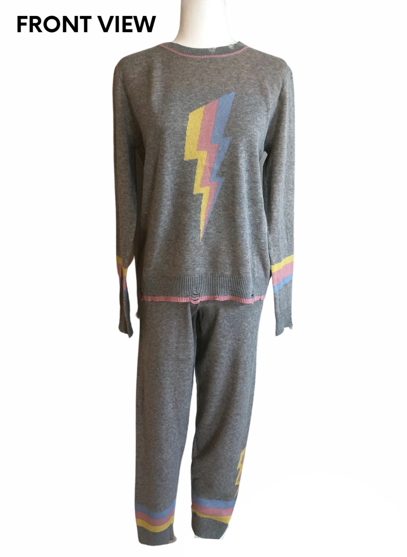 Distressed Lightning Bolt Sweater - Etsy