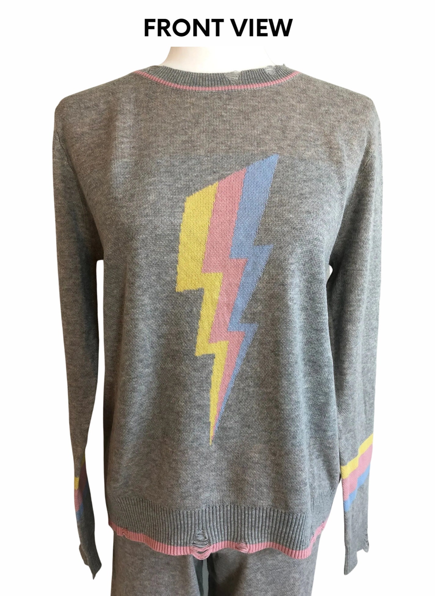 Distressed Lightning Bolt Sweater - Etsy