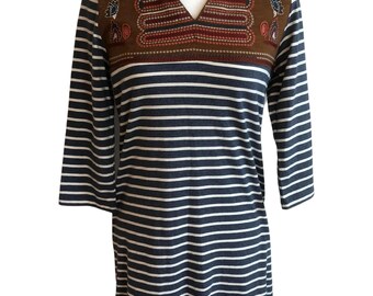 Striped Embroidered Dress