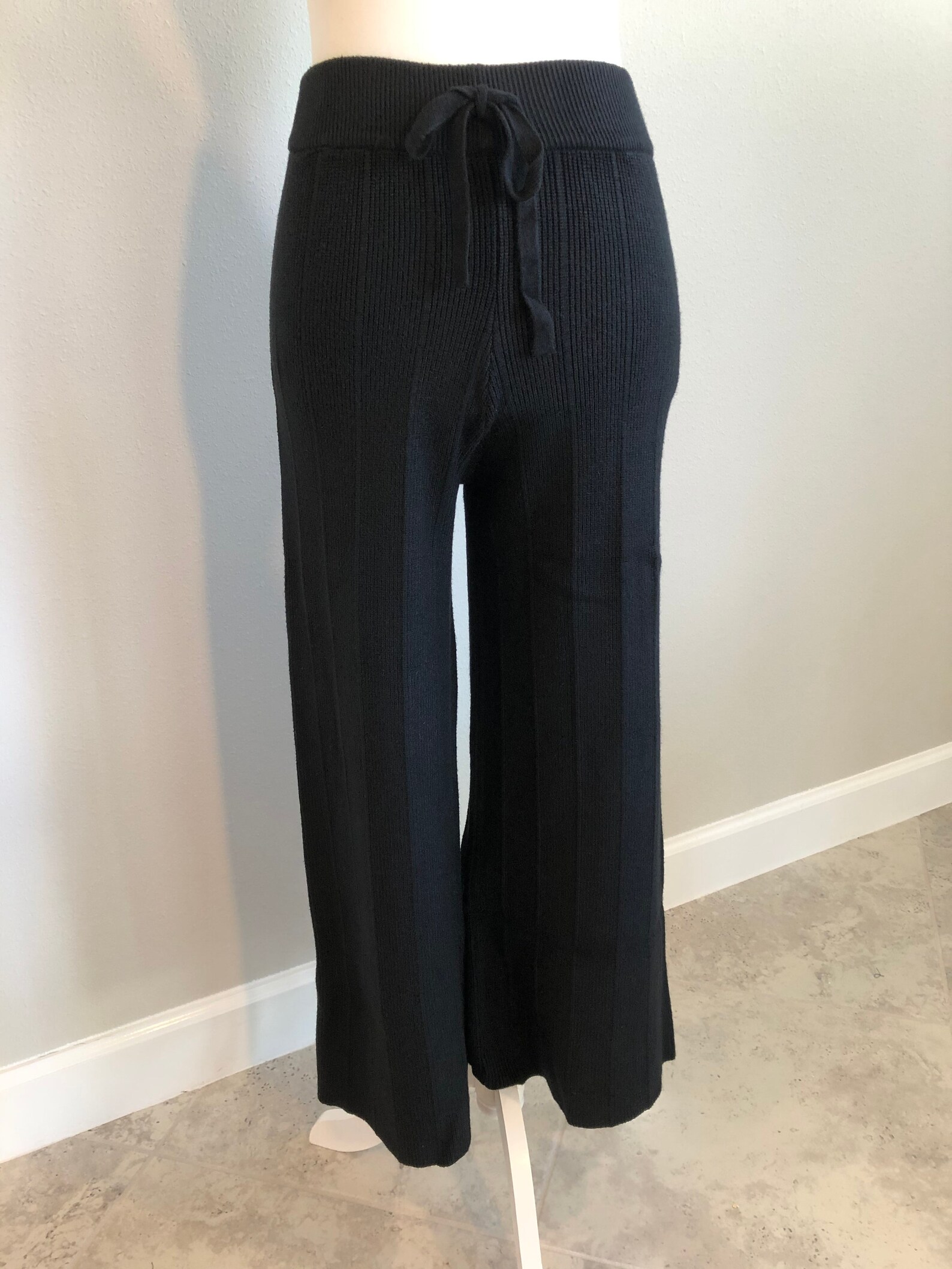 Wide Leg Cropped Knit Pants Etsy