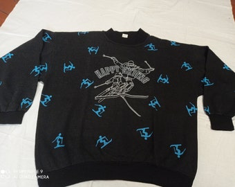 VTG Sweater Happy Skiing Ski Sweater