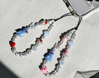 Penguin charm beaded phone chain, iphone 13 charm, y2k phone strap, Cute custom phone charm, click for more