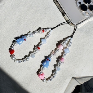 Penguin charm beaded phone chain, iphone 13 charm, y2k phone strap, Cute custom phone charm, click for more