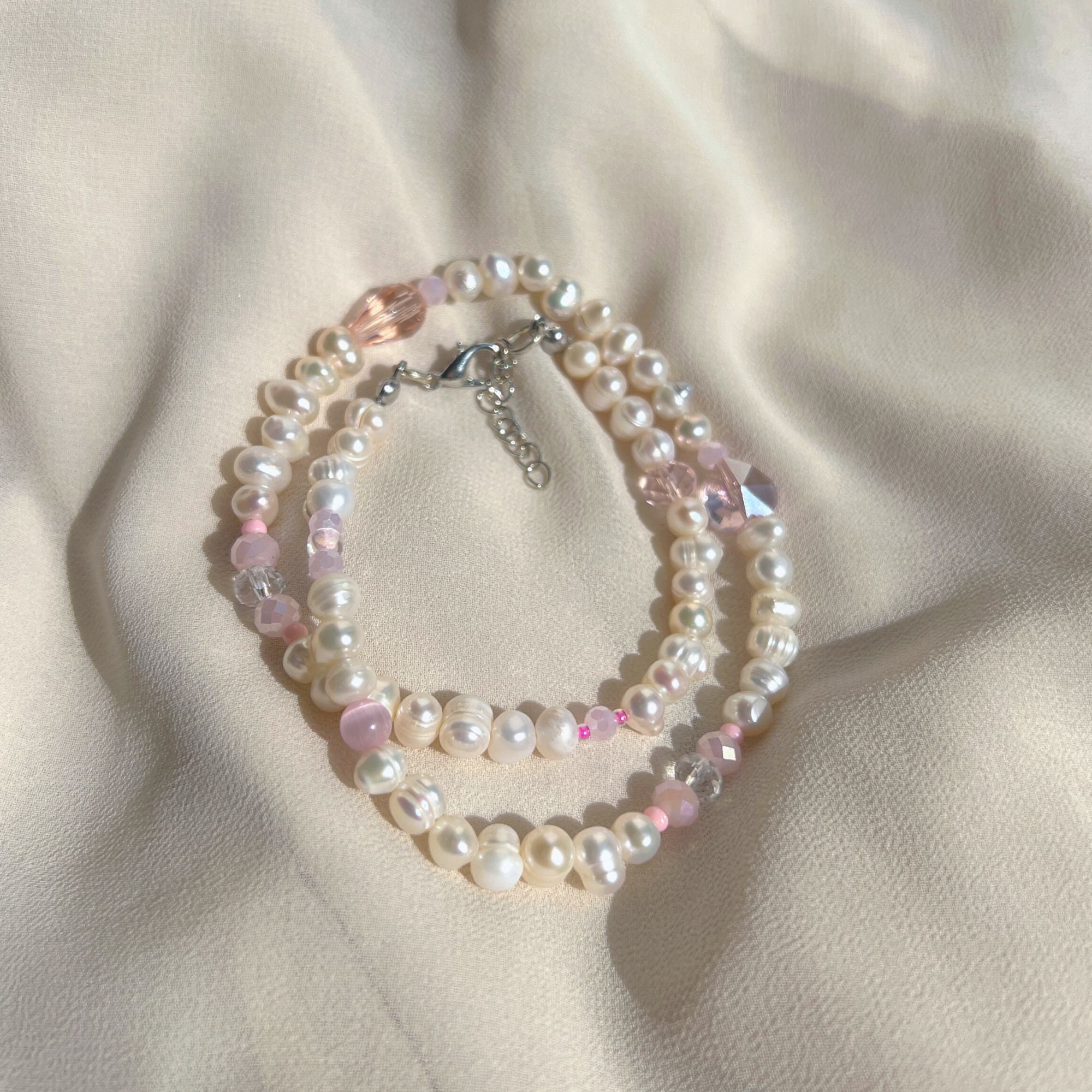 ★BLACKPINK ジス着用★韓国 Pearl n Crystal Beads Necklace ☆BLACKPINK JISOO着用☆Pearl n Crystal Beads Necklace☆人気