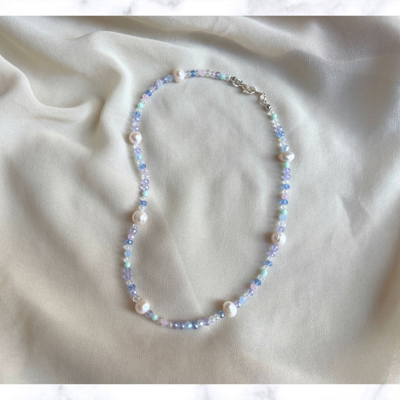 Pearl Beaded Necklace Choker Aesthetic Crystal Beads Choker - Etsy