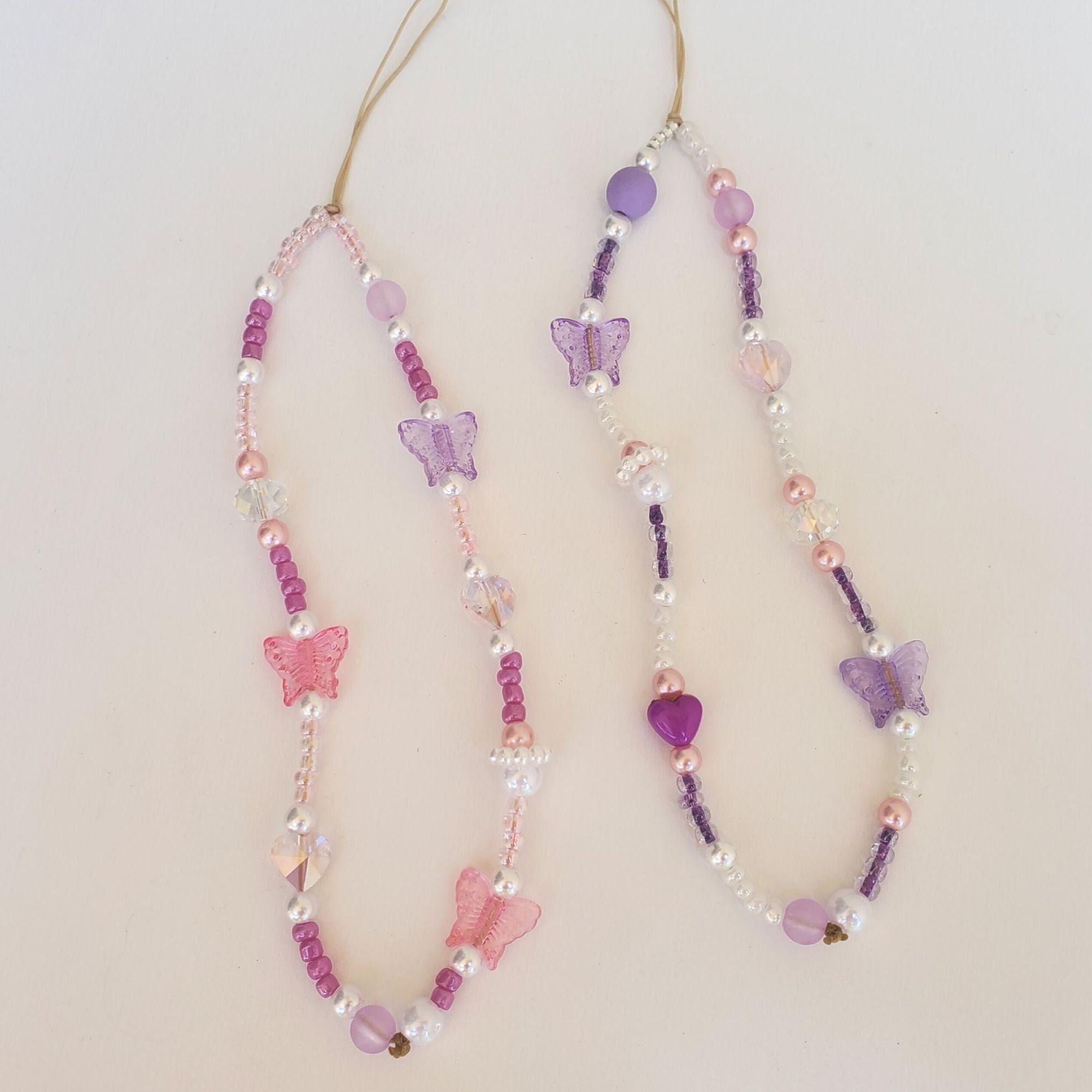 Beaded aesthetic phone charm with pearls and butterfly heart Etsy