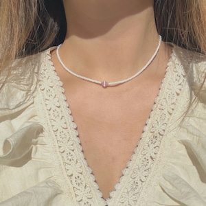 BTS V necklace, BTS inspired jewelry, taehyung kim, beaded choker, pink necklace