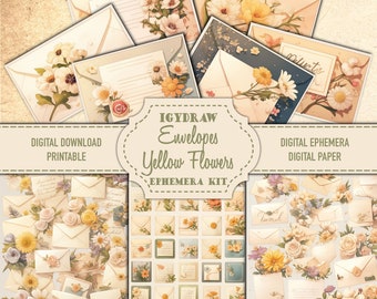 Junk Journal Kit, Ephemera Kit, 18 Pages of Ephemera