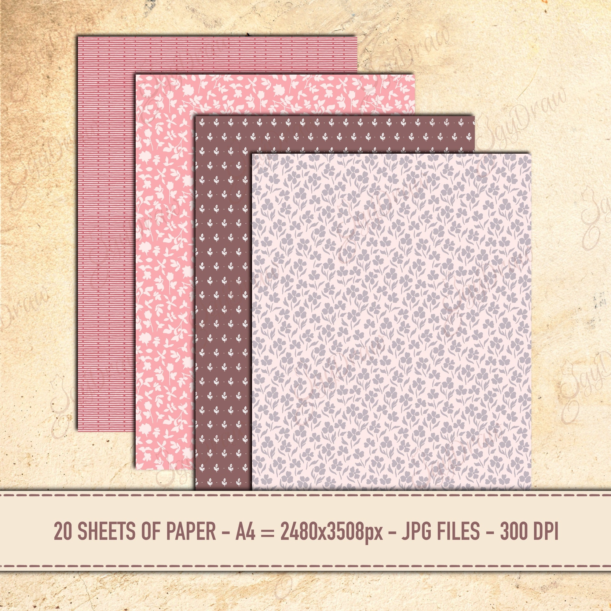 Printable Stickers, Junk Journal Kit, Digital Paper, 20 Pages + 10 ...