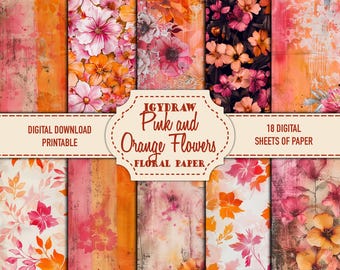 Papier Scrapbook Texture Orange - Double Face - Pour Journal Créatif Et Art Mixed Media