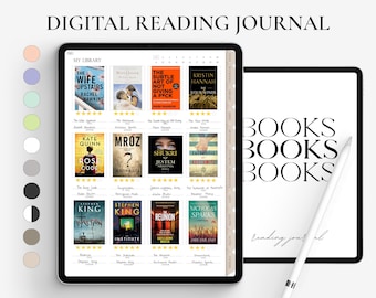 Digital Reading Journal, Digital Reading Planner, Reading Tracker, Digital planner, Book Review, Book Shelf, Reading Log, Goodnotes journal