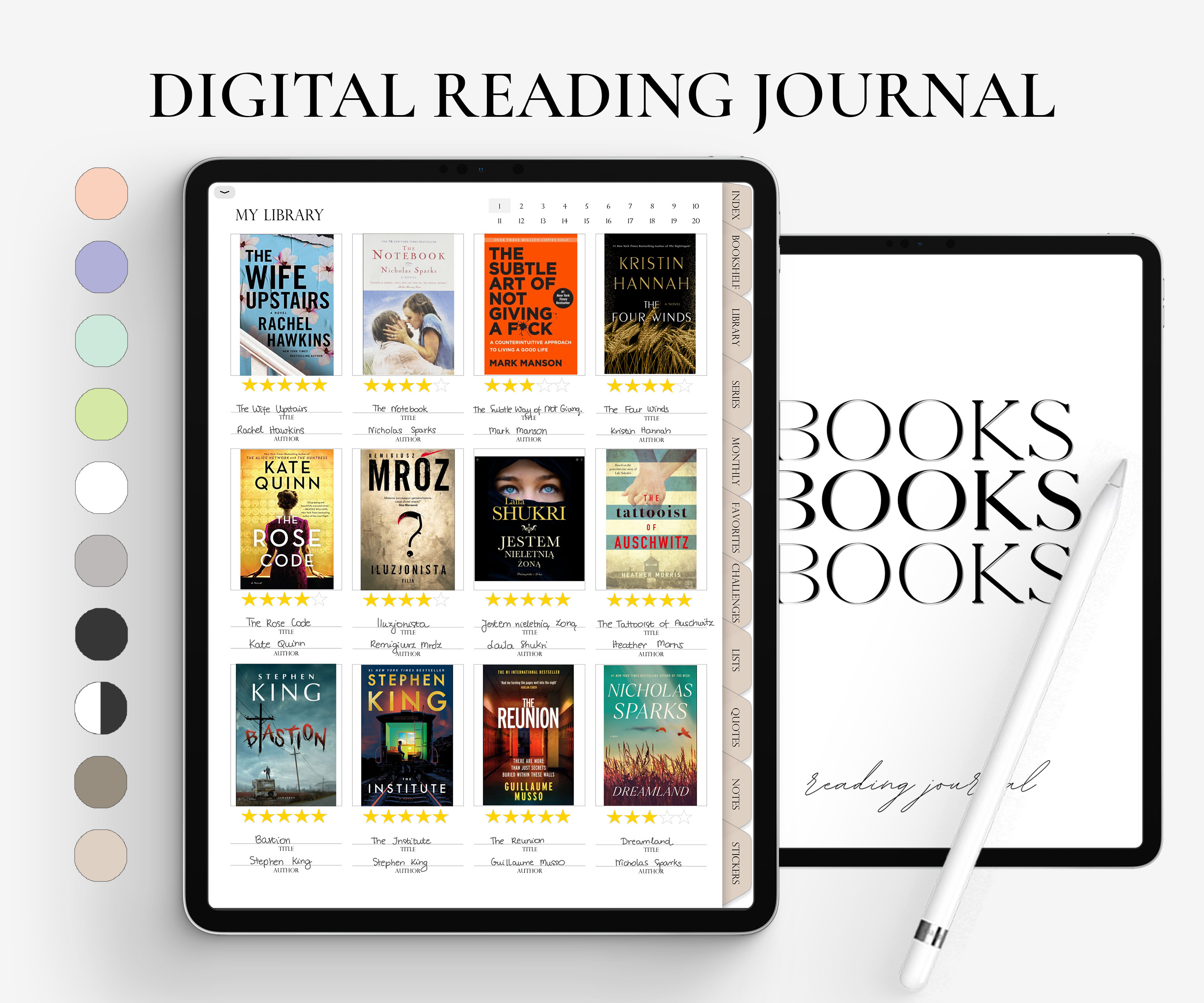 Digital Reading Journal, Digital Reading Planner, Reading